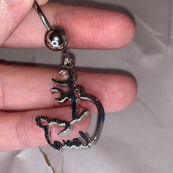 Navy Blue Buck and Doe Love Browning Dangle Belly Ring - Picture 5 of 16